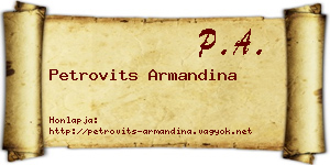 Petrovits Armandina névjegykártya